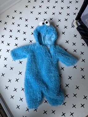 Pottery Barn Kids Blue Fuzzy Cookie Monster One-Piece Costume